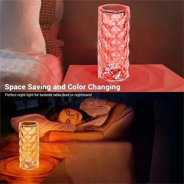 16 Colors Crystal Table Lamp Rechargeable Rose Projector Night Light Diamond Touch Atmosphere Lights 2