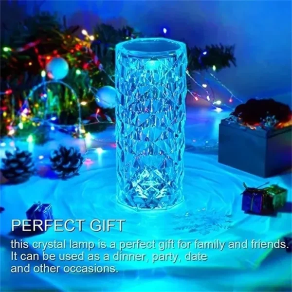 16 Colors Crystal Table Lamp Rechargeable Rose Projector Night Light Diamond Touch Atmosphere Lights 3