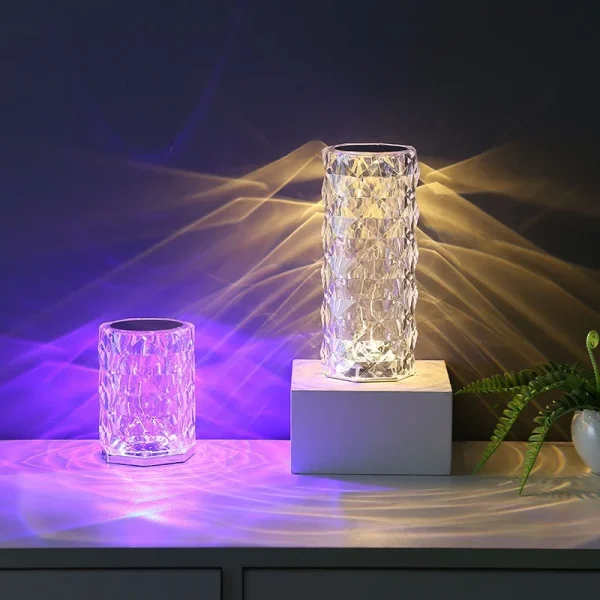 16 Colors Crystal Table Lamp Rechargeable Rose Projector Night Light Diamond Touch Atmosphere Lights 4