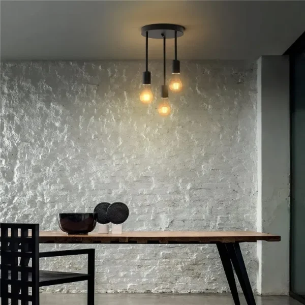 Bedroom Kitchen Straight Pipe Chandelier Minimalist 3 Heads Iron Industrial Chandelier Living Room Dining Modern Light 4