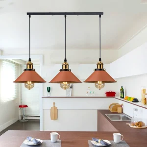 Brown Pendant Light Industrial Farmhouse Vintage Hanging Ceiling Lamp Fixtures for Kitchen Island Barn Dining Room 2