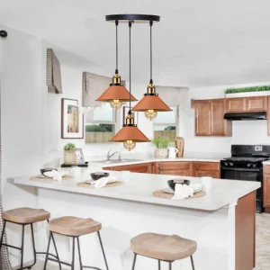 Brown Pendant Light Industrial Farmhouse Vintage Hanging Ceiling Lamp Fixtures for Kitchen Island Barn Dining Room 3