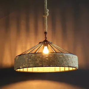 Classical Hemp Rope Pendant Hanging Lamp Lustre for Ceiling Chandelier Classic Retro Antique Industrial Iron Dining 1