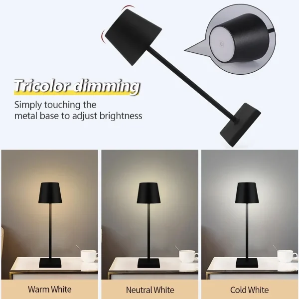 LED Desk Lamp Bar Restaurant Ambiance Wireless Table Lamps Study Office Light Waterproof Touch Lamp with 4