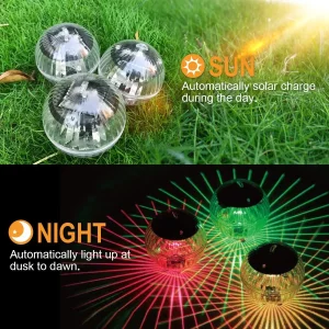 Led Solar Floating Lamp Swimming Pool Ball Solar Panel Powered Pond Drift Waterproof Glow Show Disco 1