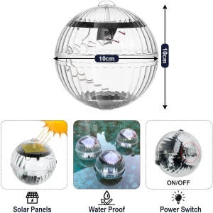 Led Solar Floating Lamp Swimming Pool Ball Solar Panel Powered Pond Drift Waterproof Glow Show Disco 4