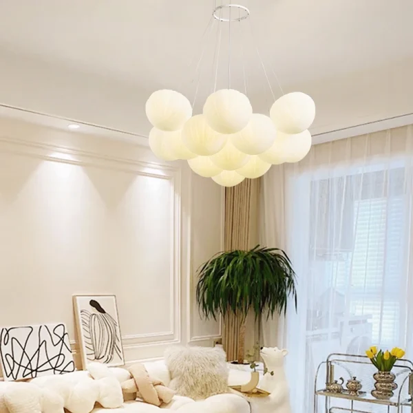 Living Room Chandelier Lnternet Celebrity Cream Wind Nordic Creative Bubble Ball Bedroom Dining Room Simple Modern 1