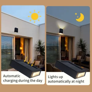 Outdoor Solar Wall Lamp LED Solar Wall Washer Light Waterproof Up and Down Luminous Lighting For 2