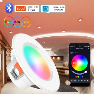 RGB Tuya LED Downlight Dimmable Spotlights Bluetooth Smart Ceiling Lamp Recessed Lights Smart Life Smart Home