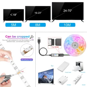 USB LED Strip Lights WiFi RGB 5050 Alexa APP Control Bluetooth Luces Led Flexible Diode Decoration 2