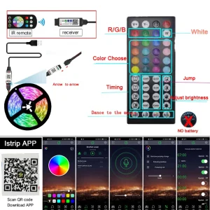 USB LED Strip Lights WiFi RGB 5050 Alexa APP Control Bluetooth Luces Led Flexible Diode Decoration 3