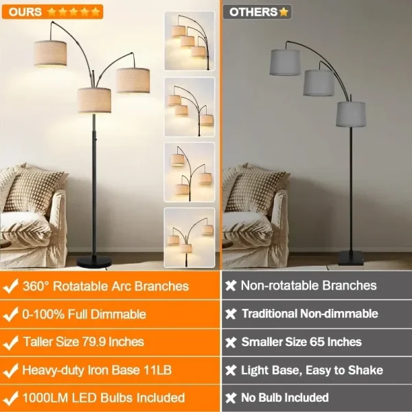 3 lights floor lamp