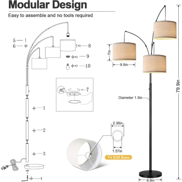 3 lights floor lamp