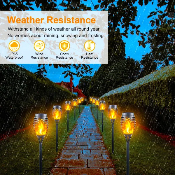 12pack Flickering Flame Solar Torch Lights Solar Lights Outdoor Landscape Decoration Lighting Garden Patio Pathway Waterproof 1