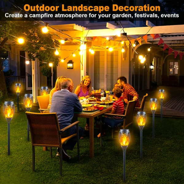 12pack Flickering Flame Solar Torch Lights Solar Lights Outdoor Landscape Decoration Lighting Garden Patio Pathway Waterproof 2