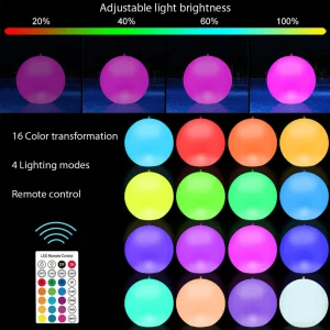 Color Changing Swimming Pool Floating Ball Light Remote Control Solar Pool Lights Ip68 Wateproof For Garden