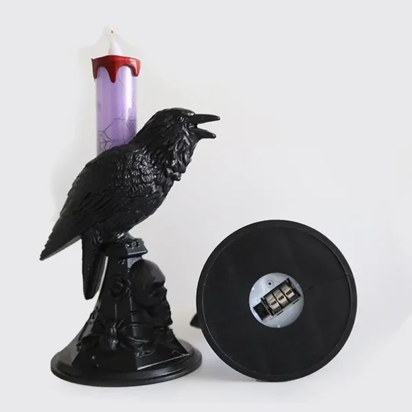 Gothic Crow Desk Lamp Crow Statue Night Lights Halloween Black Bird Figurine Table Lamp Raven Books 3