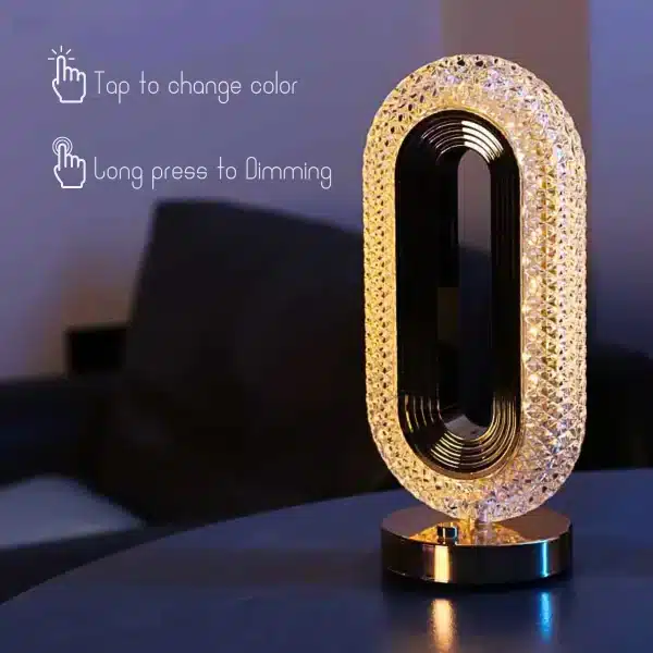 Modern Luxury Oval Usb Rechargeable Crystal Table Lamp Living Room Bedroom Bedside Creative Decoration Atmosphere Night 1