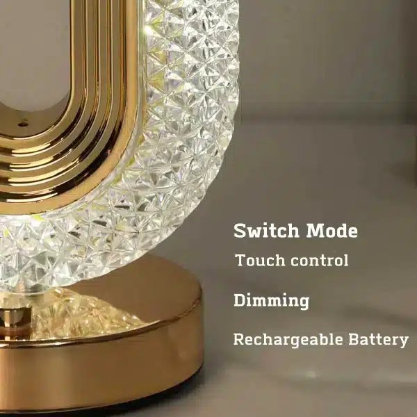 Modern Luxury Oval Usb Rechargeable Crystal Table Lamp Living Room Bedroom Bedside Creative Decoration Atmosphere Night 4