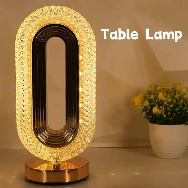 Modern Luxury Oval Usb Rechargeable Crystal Table Lamp Living Room Bedroom Bedside Creative Decoration Atmosphere Night