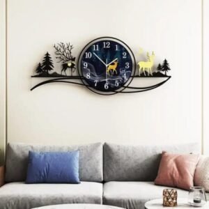 Forest Figure Deer 3d Wall Clock With Light Fancy Clocks For Bedroom And Drawing Roomwith Light 3