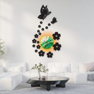 Fwb Dial Clock Wooden Wall Clock Stylish Design With Butterflie For Home Decor 1