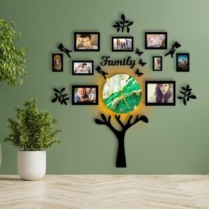 Wooden Wall Family Tree 9 Photos Frame Modern Diy Design Decoration For Home 1